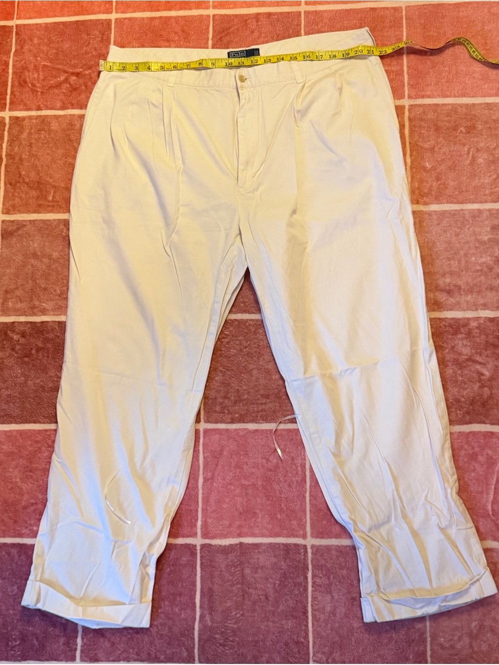 Ralph Lauren Men's Off-White Pleated Chinos
